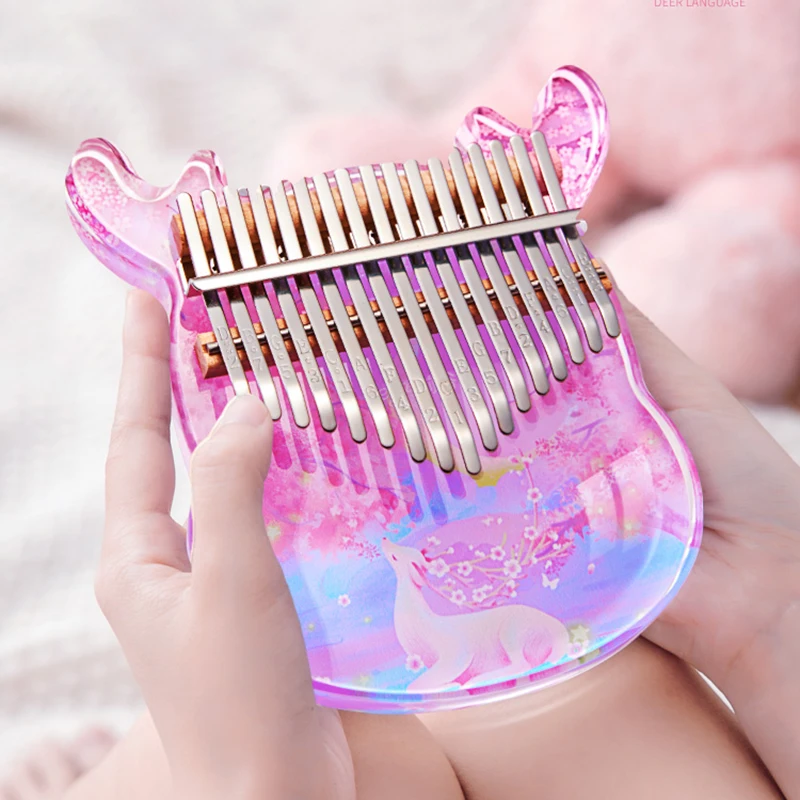 17 21 Keys Crystal Acrylic Kalimba Cute Pink Thumb Piano for Gilrs Beginner Finger Piano Child Mini Kalimba Musical Instruments