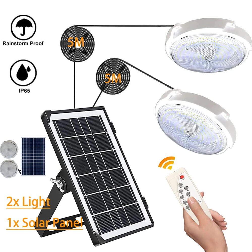 

Solar Ceiling Light LED Home Indoor Bedroom Exterior Lighting LED High Power Waterproof Courtyard 6500K Solar Light with Remote