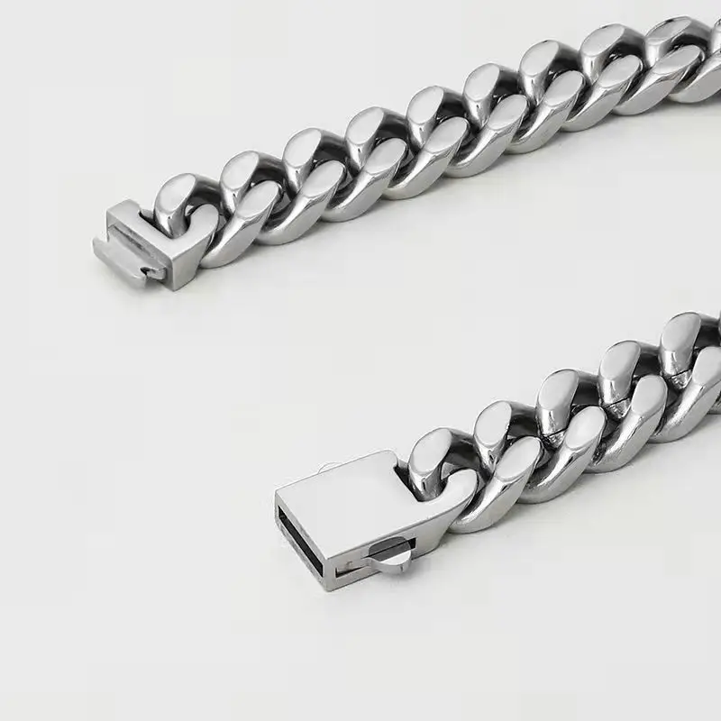 316L Stainless steel Smooth Cuban Chain Bracelet Men Women High Quality Strong Solid Kpop Hip Hop Tricycle Vacation Jewelry