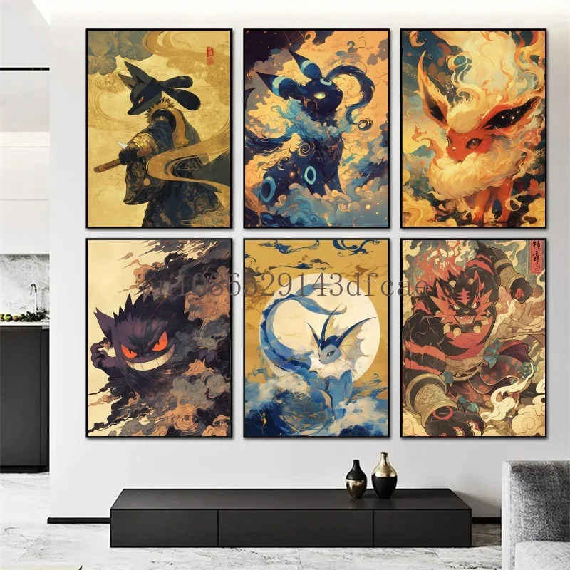 

Pokemon Umbreon Bulbasaur Mewtwo Canvas Artwork Painting Friends Gifts Wall Stickers Picture Decorative Classic Poster Home
