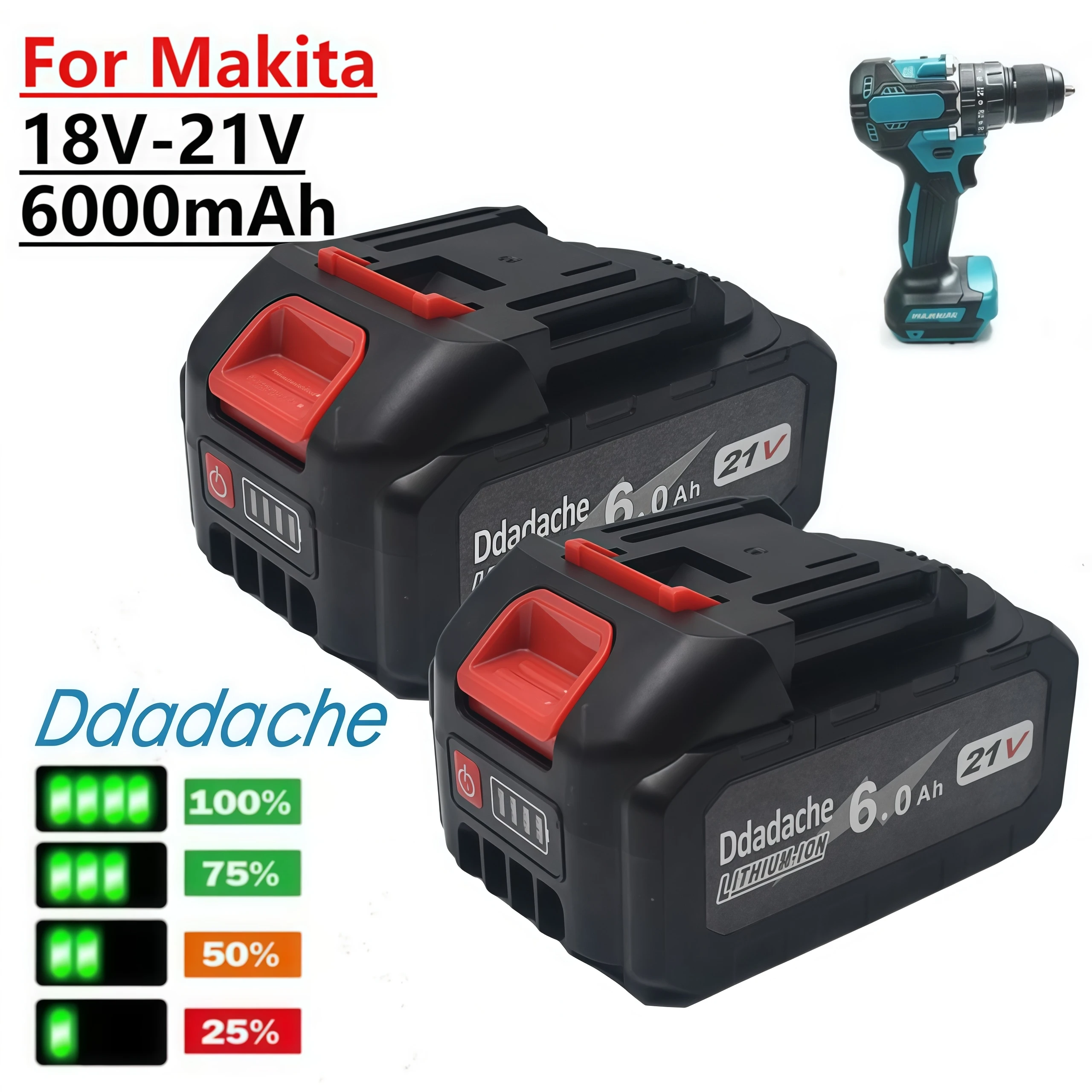 Batterie pour outil électrique Makita BL1850 BL1840 BL1440 (196391-6), batterie lithium-ion 21V 6000mAh de haute qualité, neuve et originale, à charge rapide, adaptée aux batteries de tournevis et de perceuses manuelles.