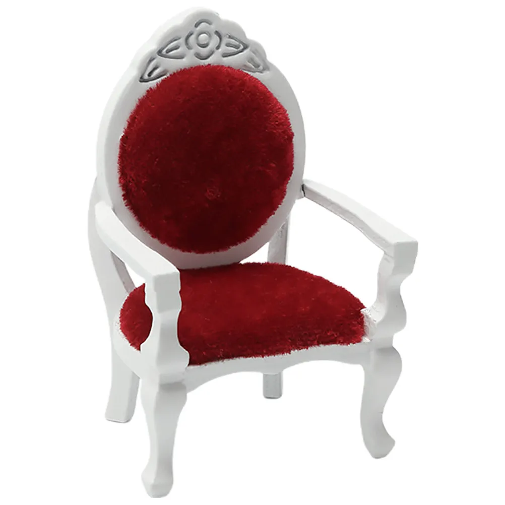 

Miniature Wooden Armchair Decor Vintage Style Exquisite Craftsmanship Smooth Surface Realistic Tiny Chair for Mini House