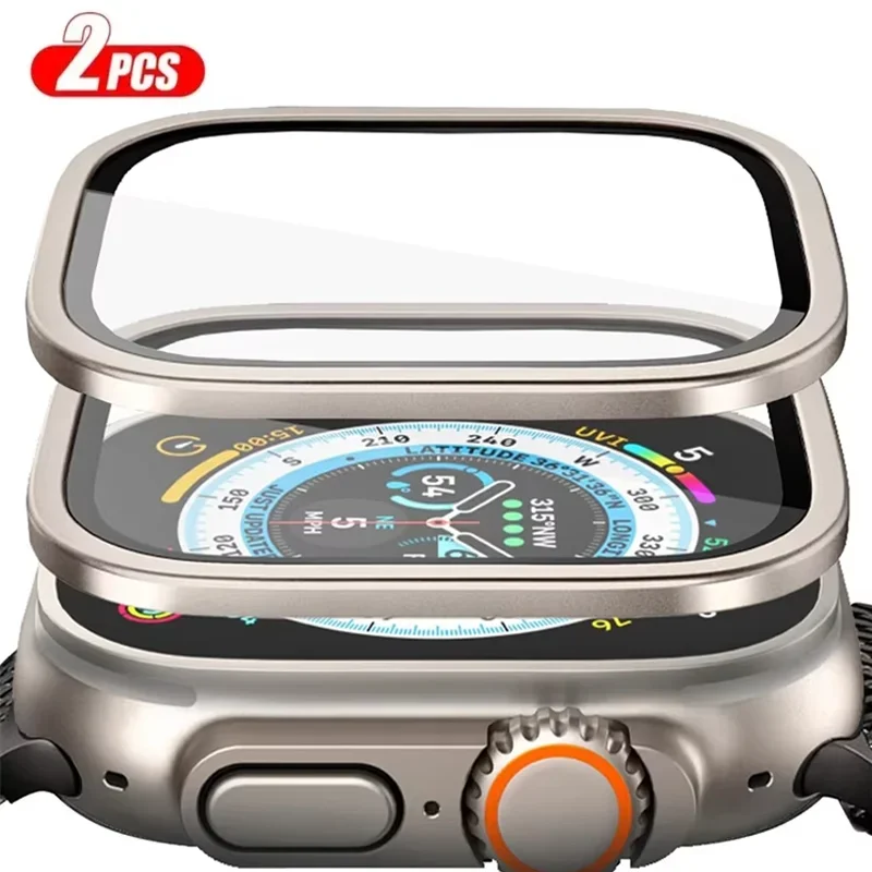 Aluminium Alloy Case+Tempered Glass for Apple Watch Ultra 2-3 49mm Anti-Scratch Screen Protector iWatch Ultra 49mm Cover Film