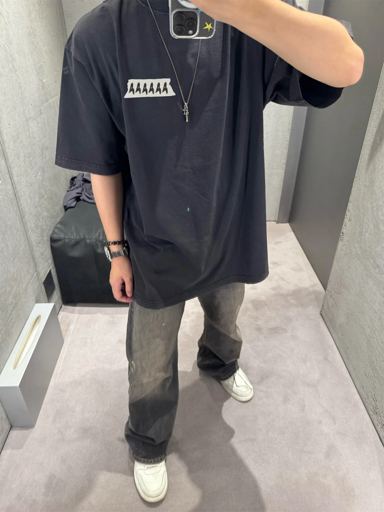 

Футболка VANA ILUSION 26SS из серии Tape Series с эффектом потертости, короткий рукав, унисекс, в стиле панк, из дышащего хлопка, для повседневной носки