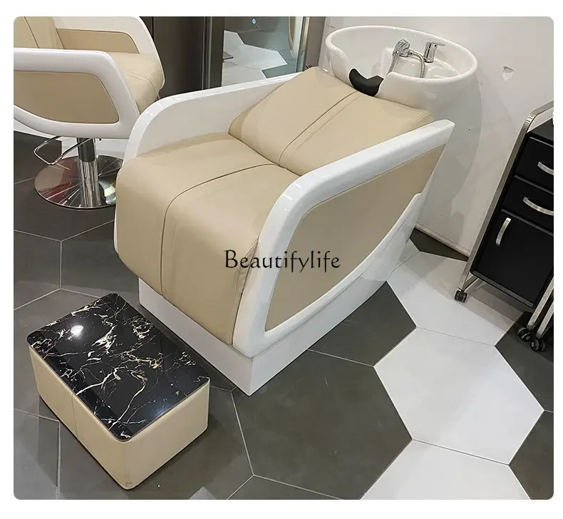 Electric Massage Lying Half Flushing Bed Hair Salon Ceramic Basin Barber Shop Shampoo Chair