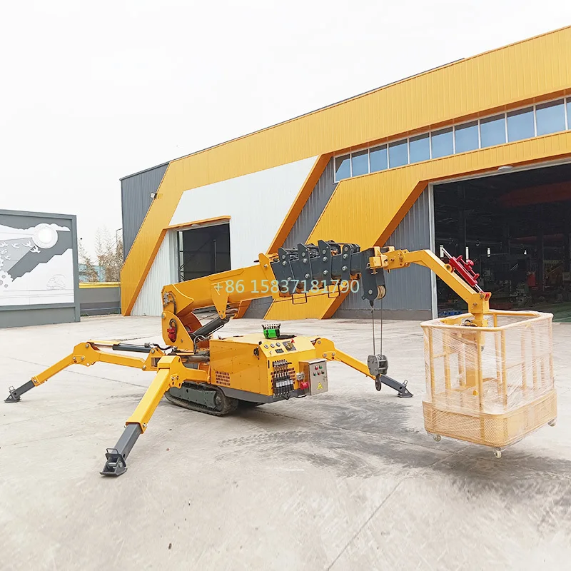 Good Service 5.82 M Hydraulic Lift Spider Crane Knuckle Boom 2500 Kg Narrow Space Mini Crawler Crane Small Spider Crane for US