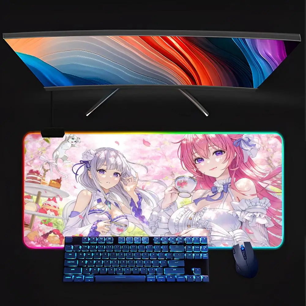 Goddess Of Victory NIKKE Mouse Pad RGB Pc Gamer Keyboard LED Glowing  Rubber Gaming Computer Mause pads Cute Cartoon Gaming Comp