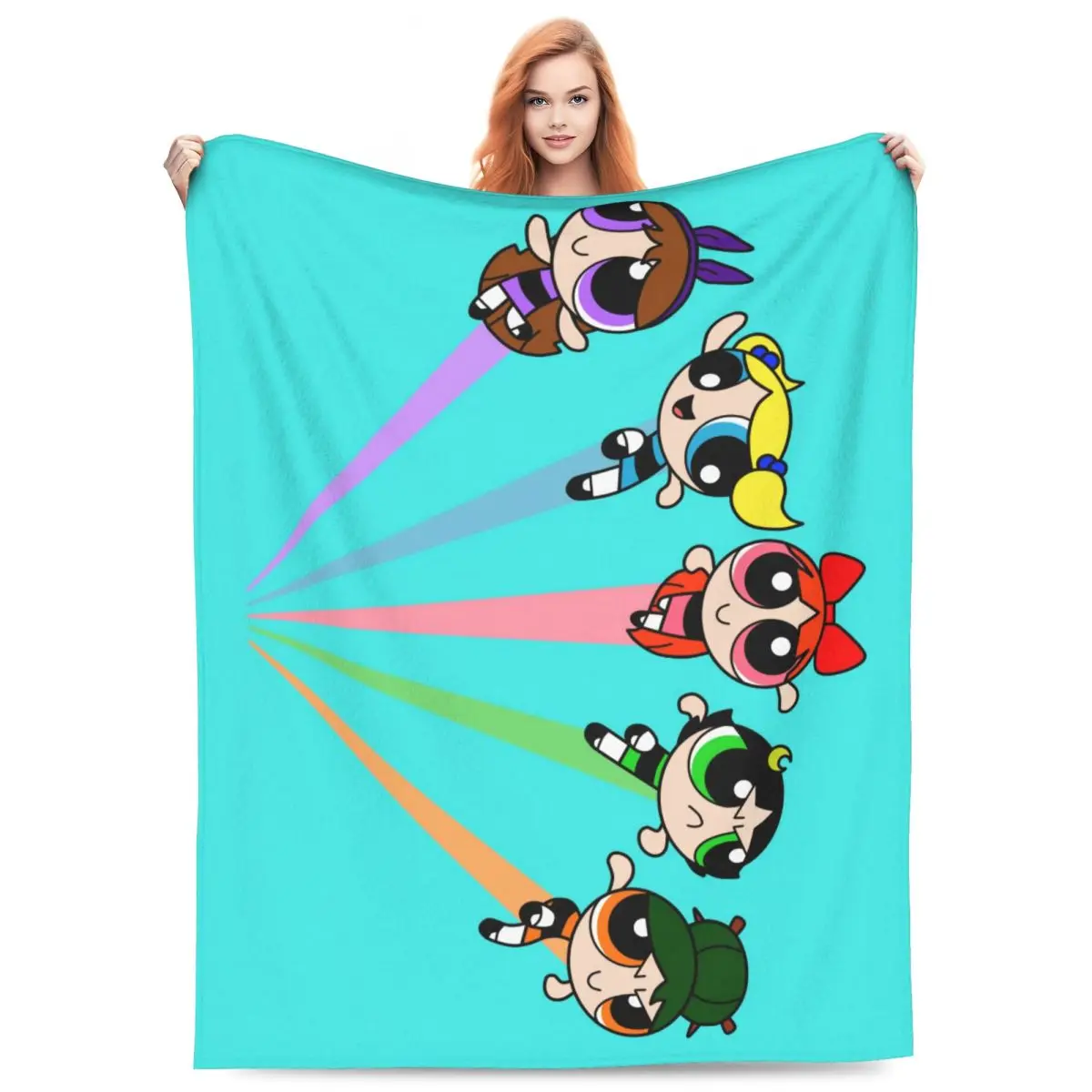 The Powerpuff Girls Five Blankets Travel Flannel Bedding Throws For Couch Chair Sofa Bed Super Soft Quality Bedspread Gift Idea