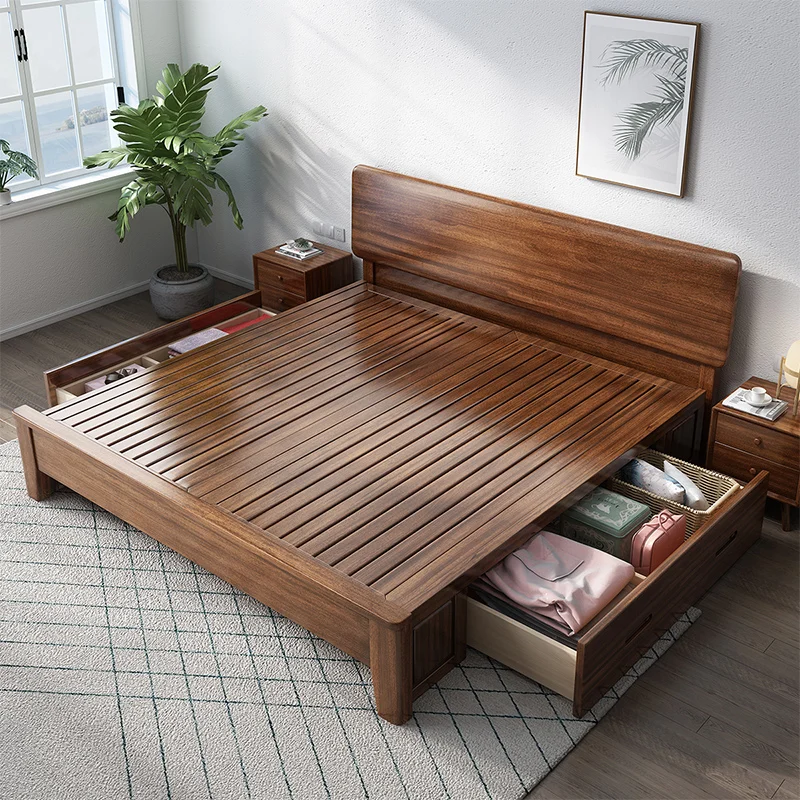 Widen by two meters, two walnut double beds, two meters, two big beds, solid wood, two times, twenty-two meters, oversized beds,