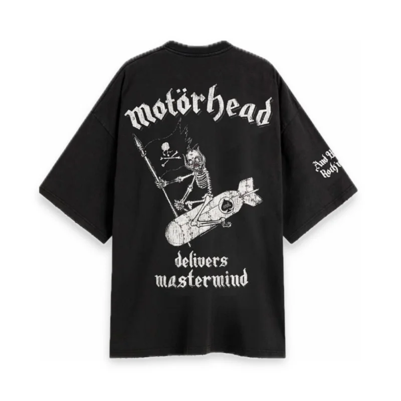 Vintage Dark Style Men's Black Distressed T-Shirt Motorhead Oversized Casual Graphic Short-Sleeve