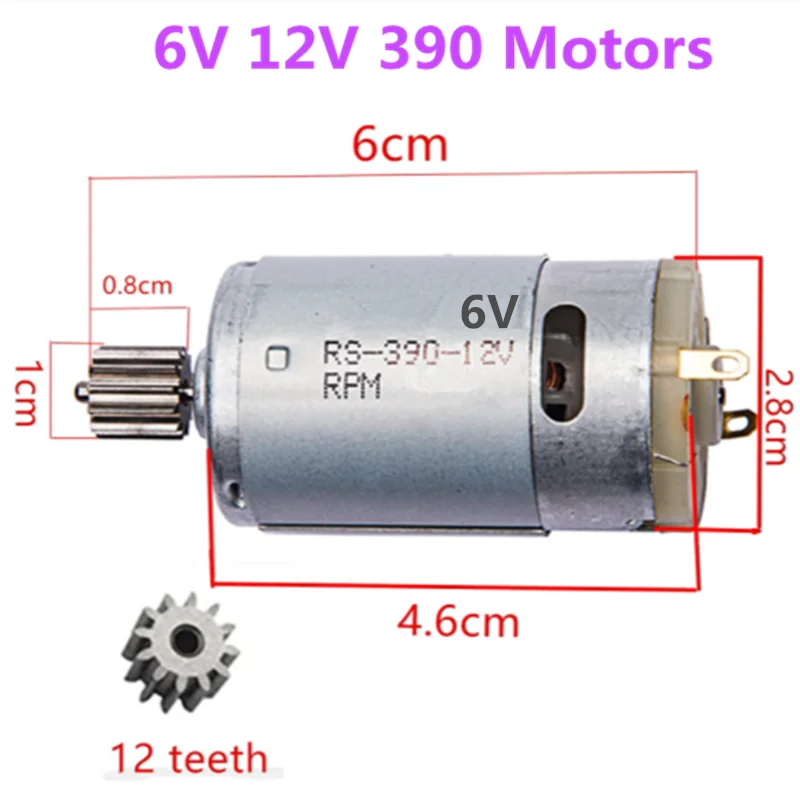 Elektromos motoros RS 380 390 6V 12V motoros Meghengerget Mozgató Tettestárs gyerekeknek RC autó gyerekek Lovaglás Be toys Kicserélés alkatrészek