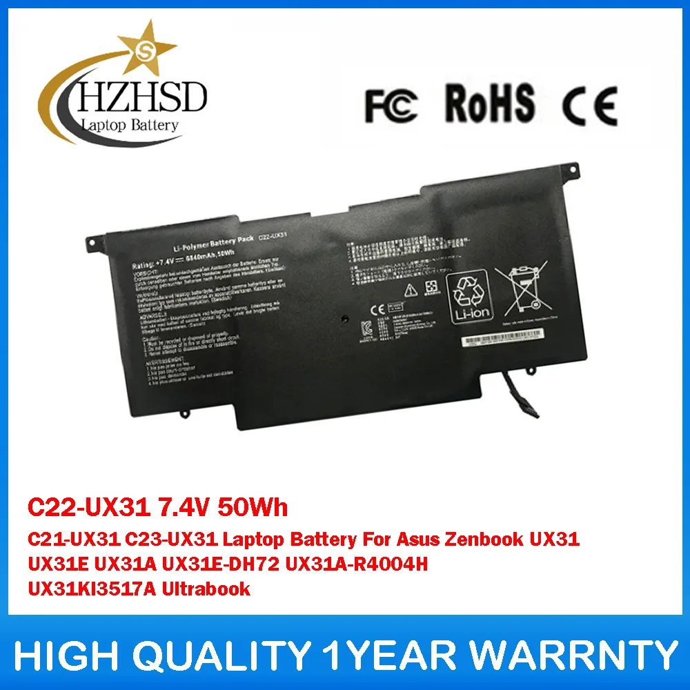 

C22-UX31 7.4V 50Wh C21-UX31 C23-UX31 Laptop Battery For Asus Zenbook UX31 UX31E UX31A UX31E-DH72 UX31A-R4004H UX31KI3517A