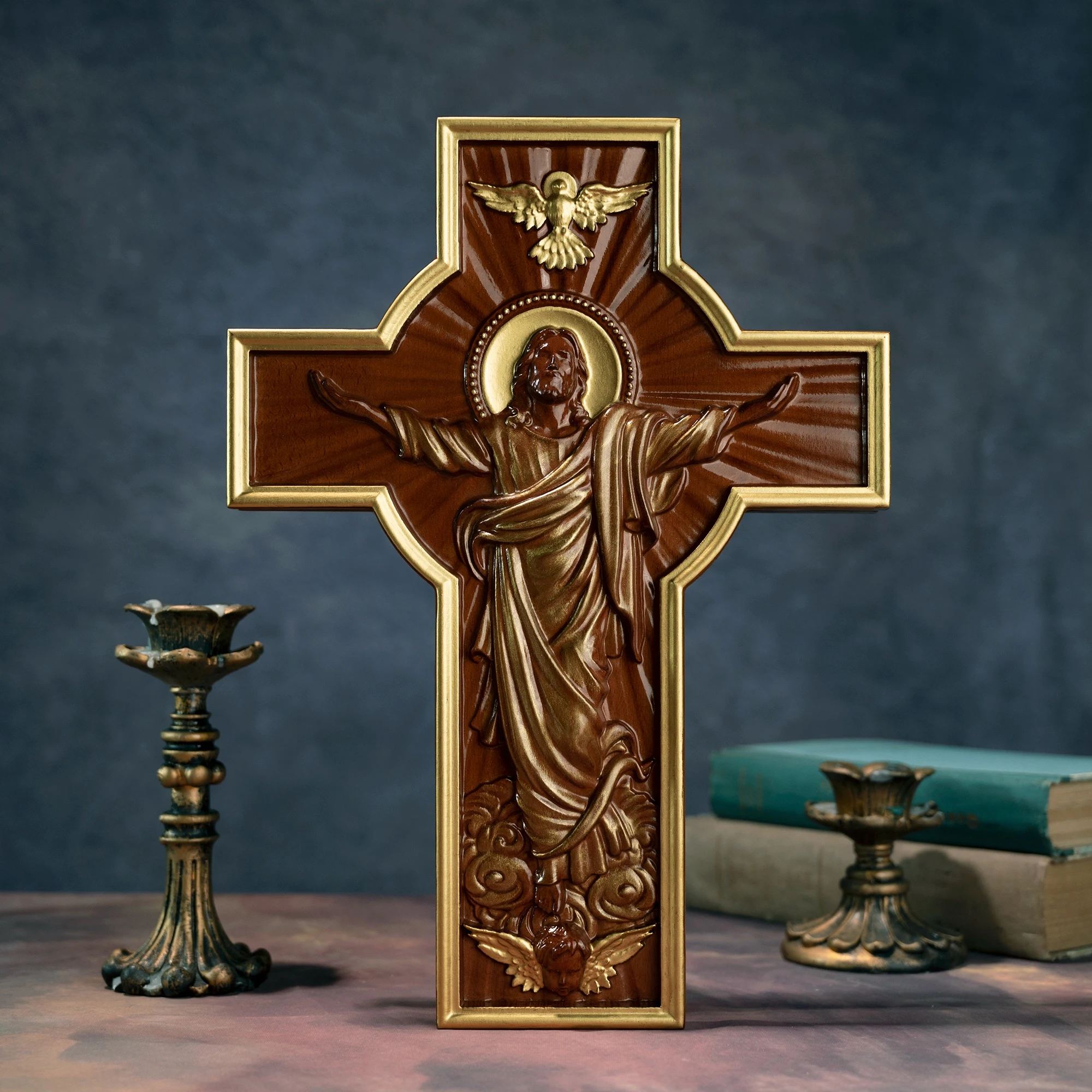 Jesus Christ Wooden Cross, Jesus Statue, Wall Decor, Catholic Cross, Solid Wood Carving, Catholic Religious Figure, Easter Gift