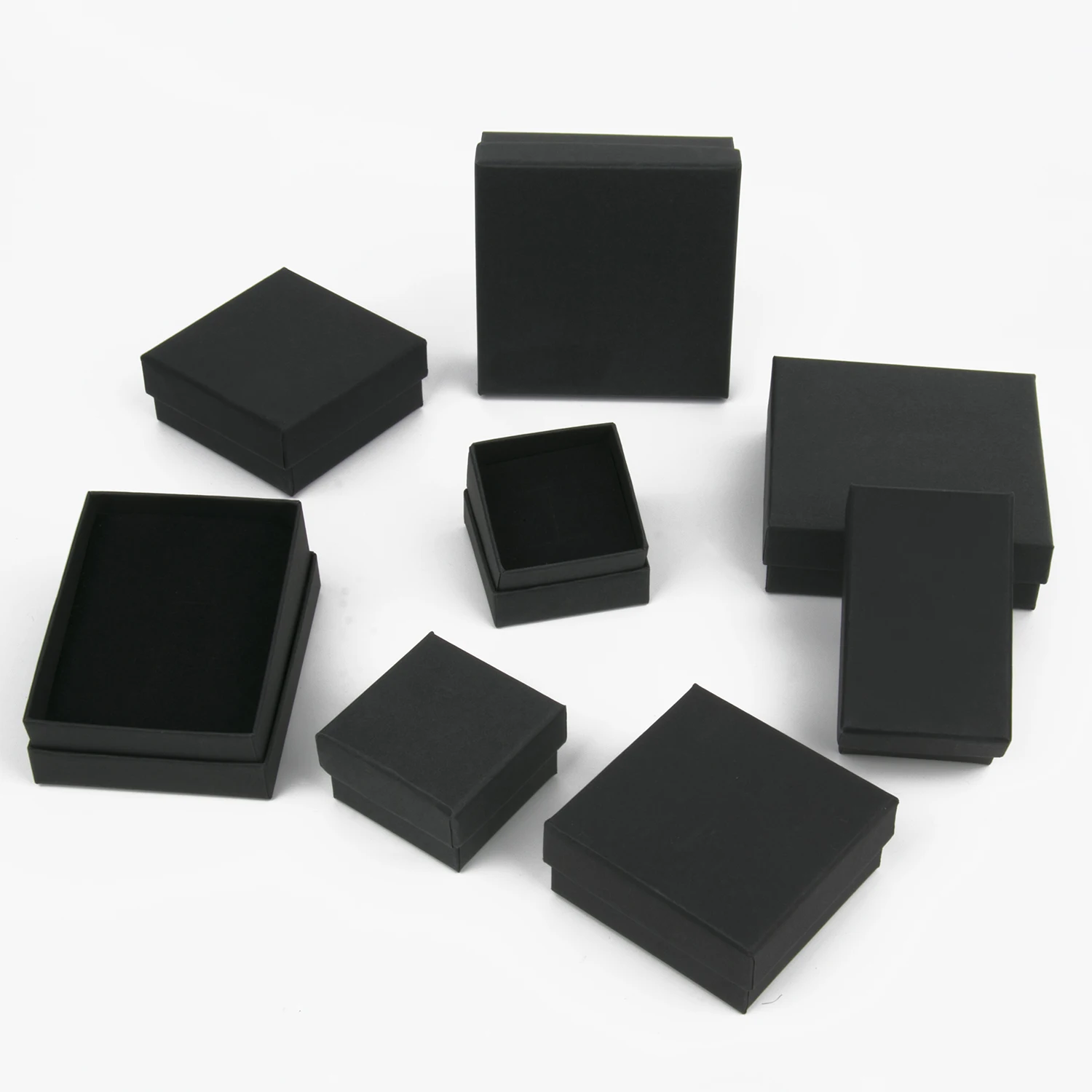 1PC Square Rectangle Black Paper Jewelry Box Bracelet Necklace Ring Earring Box Handmde Kraft Wedding Gift Packaging Box Jewelry