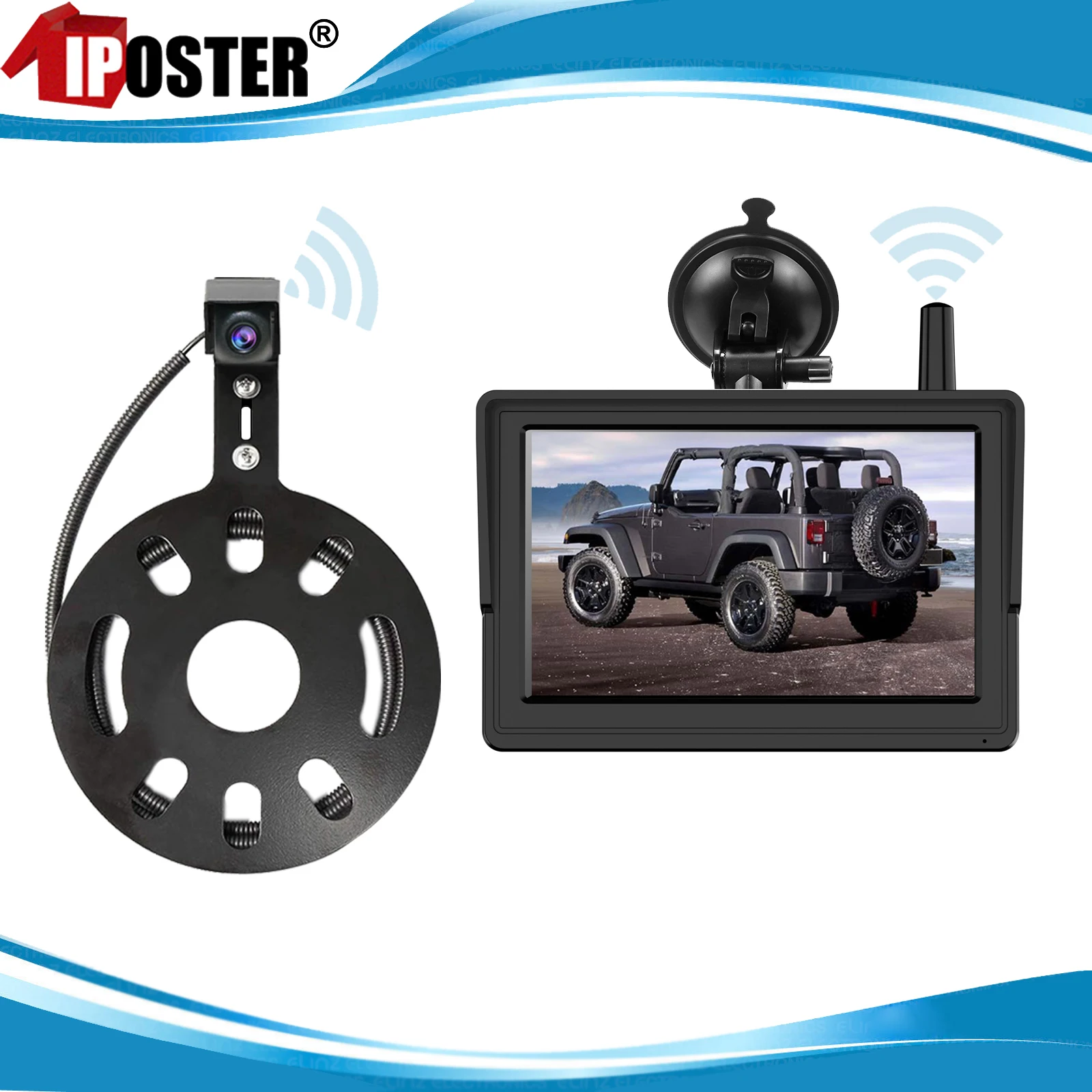 

iPoster Digital Wireless 5" IPS Monitor with Spare Tire Mount Backup Camera HD For Jeep Wrangler