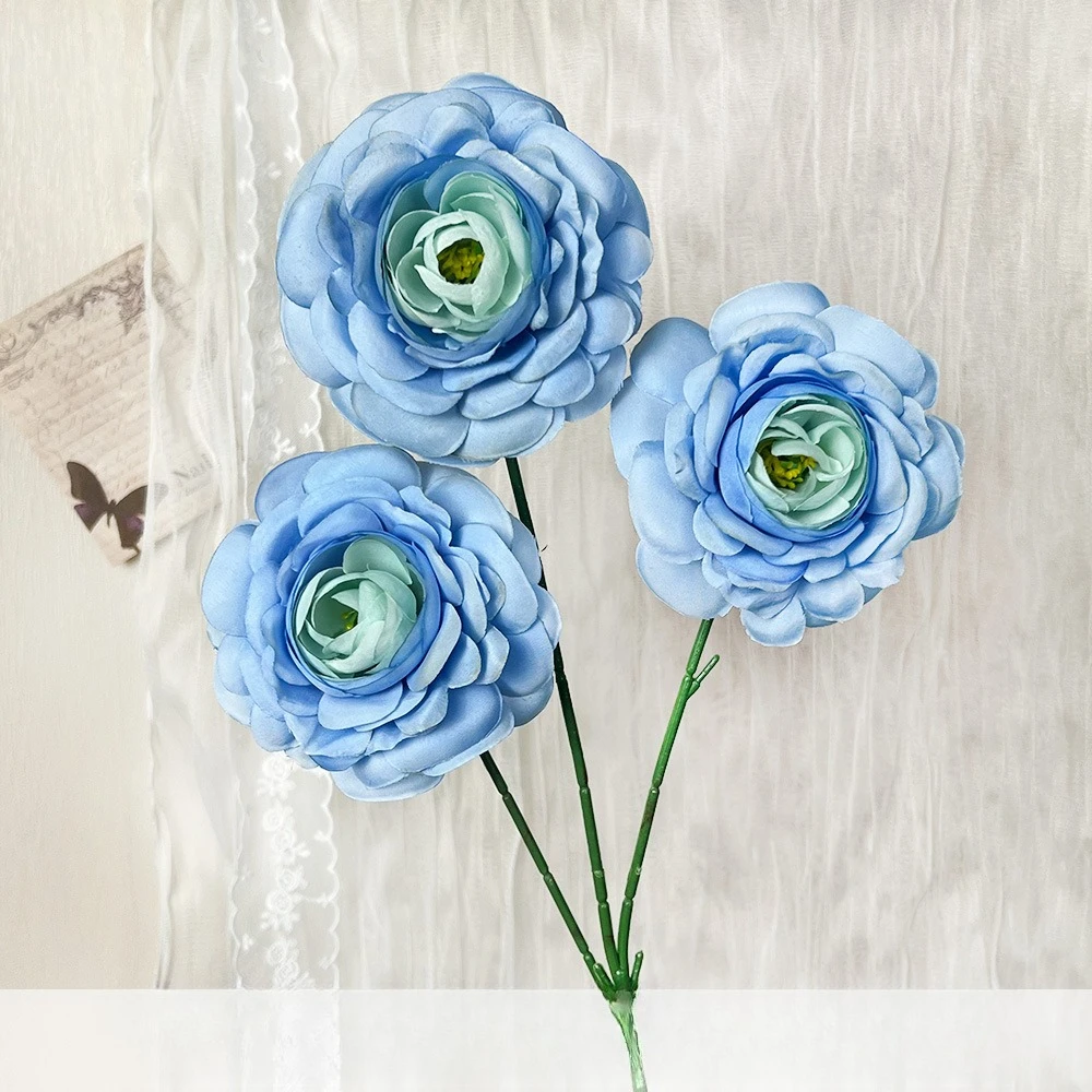 10 Stück Künstliche Blumen Seiden-Lotus Schlafzimmer-Deko Lila Kunstblumen 3-Zweig-Lotus Tischdekoration – Detail 15