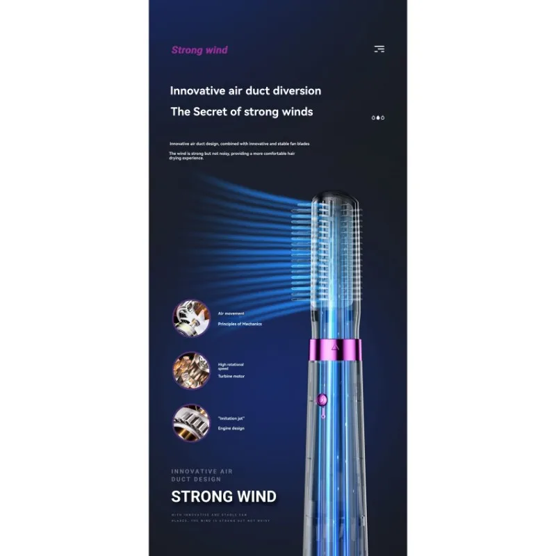 

(A75U) 5-in-1 Hot Air Comb Automatic Curling Iron Curling Straight Dual-Purpose Hair Styling Comb Hair Dryer Set UK Plug