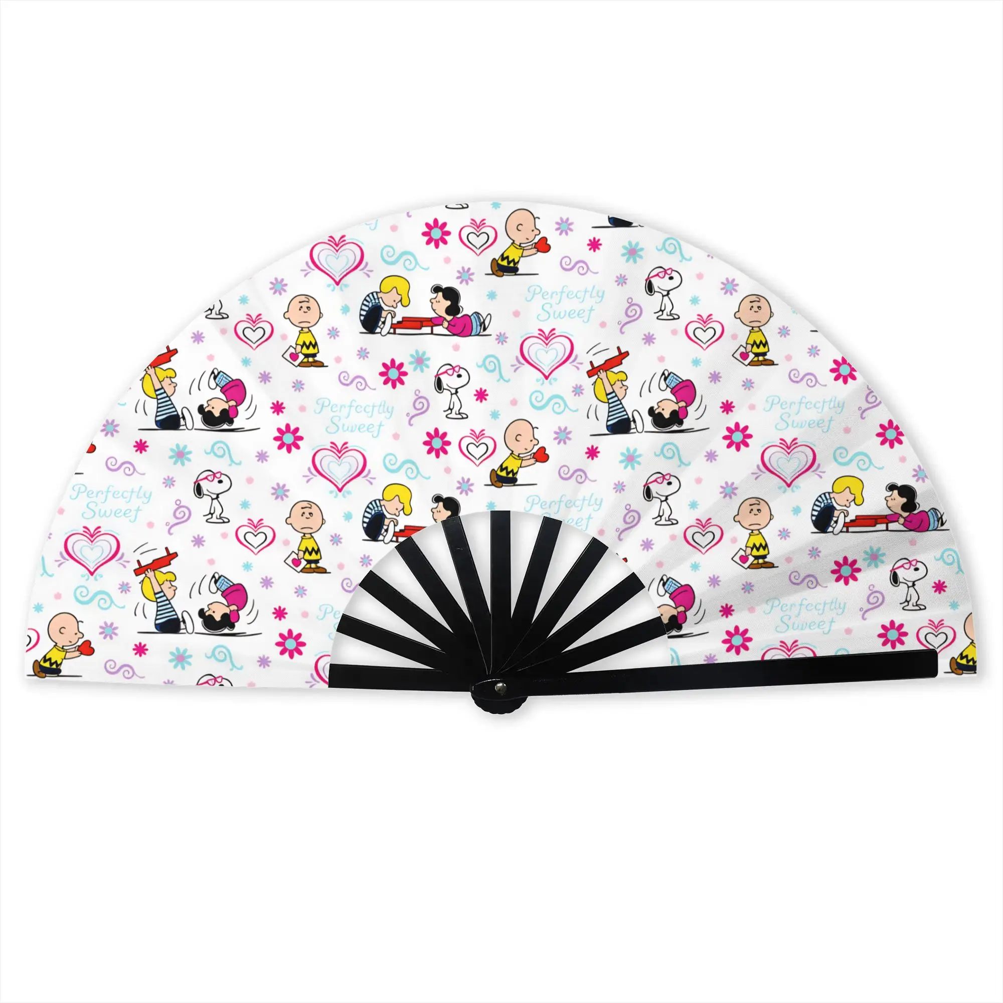 Snoopy Woodstock Cartoon Beagle Folding Hand Fan  Polyester Fabric Fan Funny Summer Accessory Decorative Fans