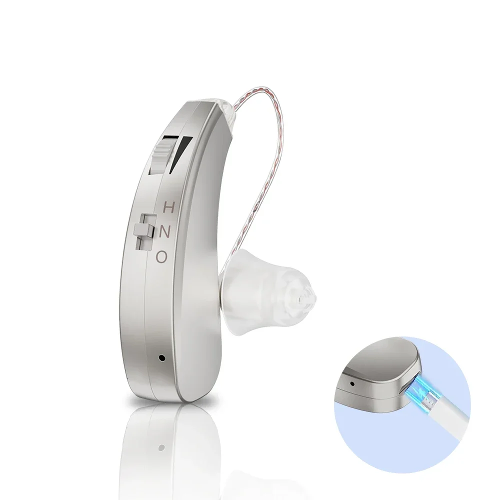 

Rechargeable Hearing Aid For Senior Behind In The Ear Design With Receiver In The Canal Good Quality Extra-long Battery Life