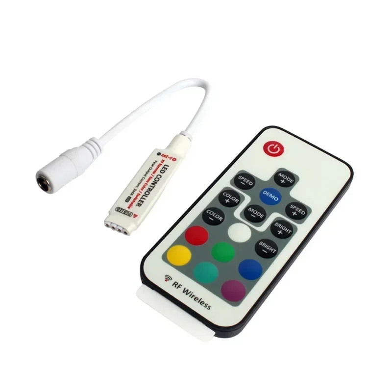 Controlador sem fio rf para 5050 12a rgb led strip tape iluminação dc5 - 24v 17key mini led rgb controle remoto