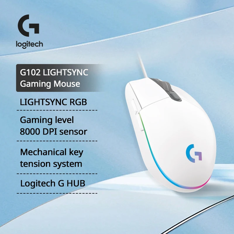 

Wholesale Factory Logitech G102 G203 8000 Dpi RGB Light Effect 6 Key Game Mice Original Wired Optical Gaming Mouse For Pc Laptop