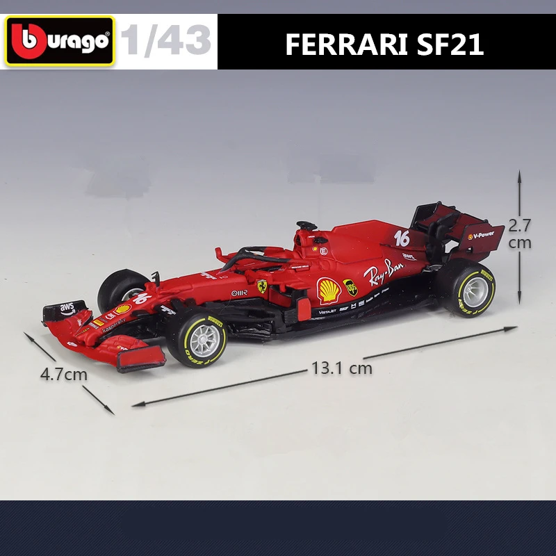 Bburago 1:43 2021 Ferrari F1 Formula SF21 #55 #16 Alloy Sports Car Model Carlos Sainz and Charles Leclerc Exclusive Race Car Toy