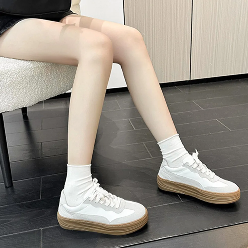 FEDONAS Women Sneakers Splicing Genuine Leather Casual Platforms Flats Spring Autumn Lace-Up Leisure Sport Shoes Female Sneakers