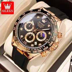 OLEVS nuovi orologi da uomo di lusso orologio al quarzo Silicone Sport data cronografo impermeabile luminoso multifunzione orologio al quarzo da uomo