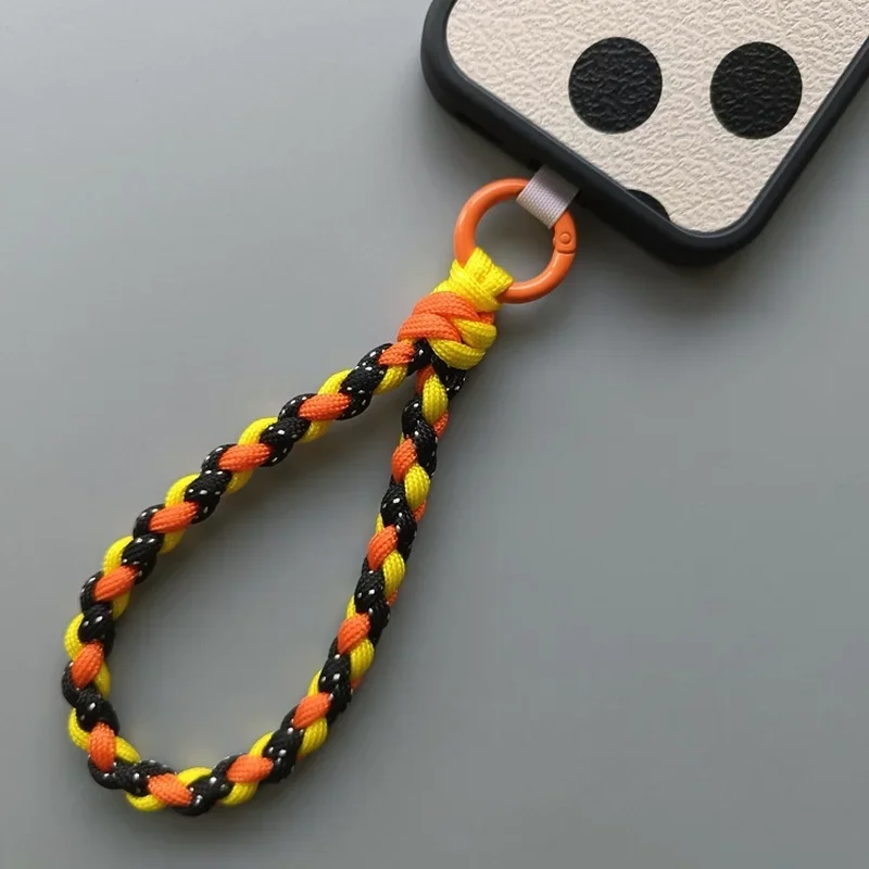 Short Wrist Rope Hand-woven Rope Art Pendant Mobile Phone Lanyard Portable Colorful Pendant Phone Universal Antilost Lanyard Key