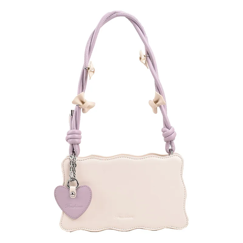 

Niche Korean Version Of The Underarm Bag Temperament Summer New Bow Love Sweet Small Square Bag Fashion Shoulder Crossbody Bag