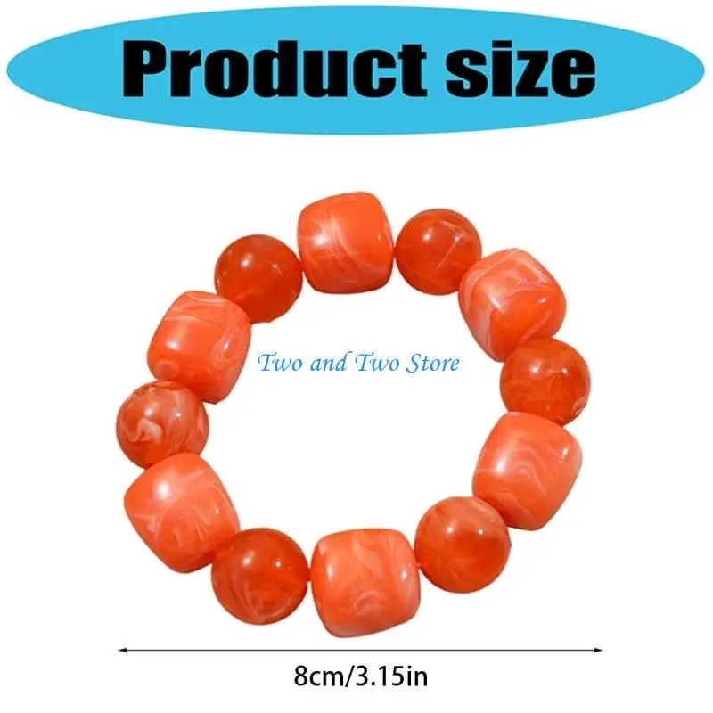 HX6F Minimalist Acrylic Bead Jewelry Irregular Geometric Design Flexible Sizing Wrist Accessory