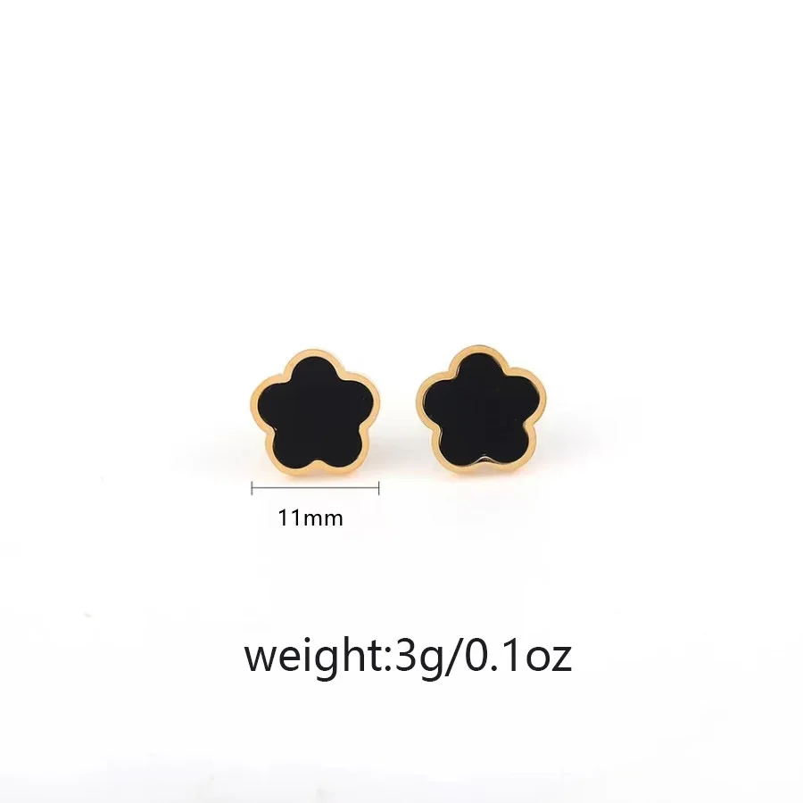 Stainless steel earrings female minority personality Korean version trend simple plum shell titanium steel earrings do not fade image 2
