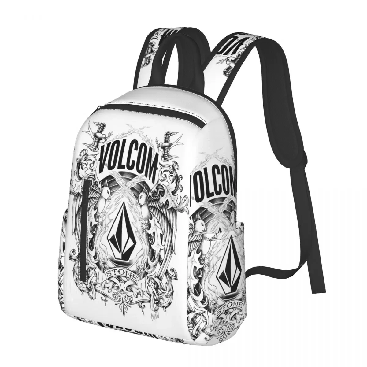 

V-Volcom Logo Student Backpack School Bag Hiking Travel Daypack for Men Women Fashion Bookbag Shoulder Bags
