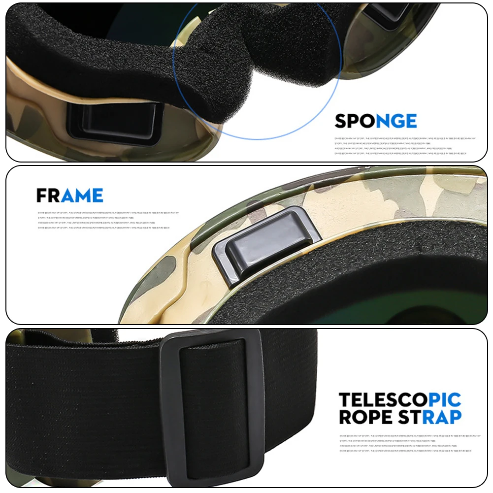 نظارات تزلج بإطار كبير عدسات ملونة مضادة للوهج للتزلج على الجليد والرياضات الشتوية الخارجية