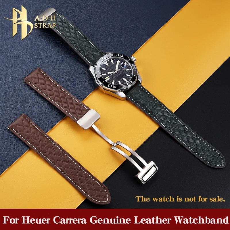 

Men's Universal Genuine Leather Watch Strap Magnetic Folding Buckle Wristband For Heuer F1 Carrera Cowhide Bracelet 20MM 22MM