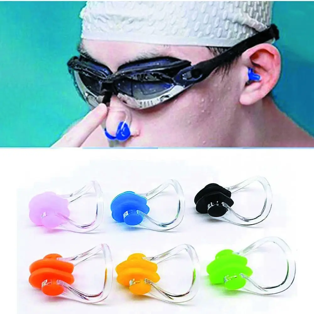 Color 5pcs/lot Swimming Children Soft Diving Comfortable Swiming Swim Clip Nose Clip Swim Nose Clips Silicone Nose Clip