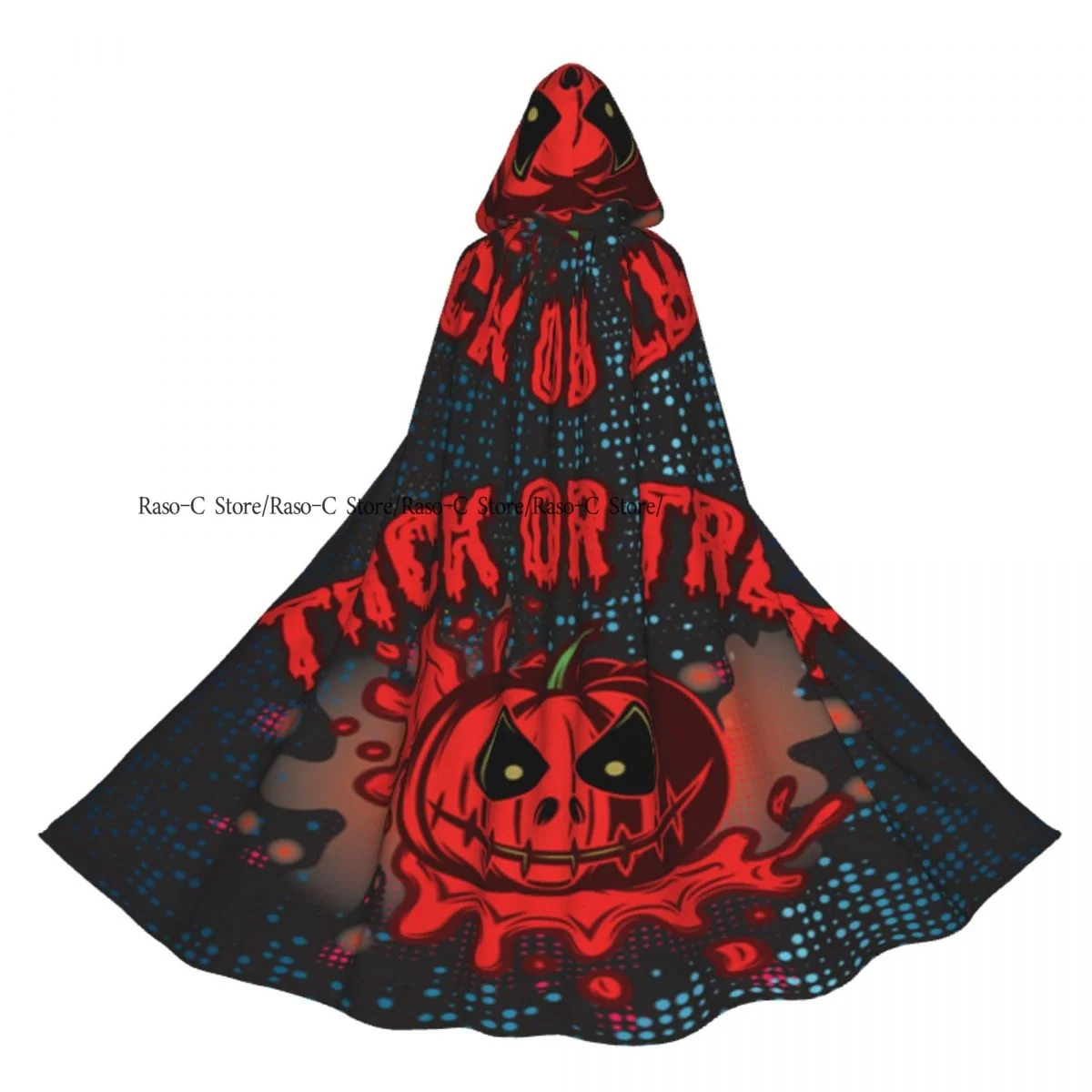 Unisex Witch Party Reversible Hooded Adult Vampires Cape Cloak Pumpkin And Blood Flow