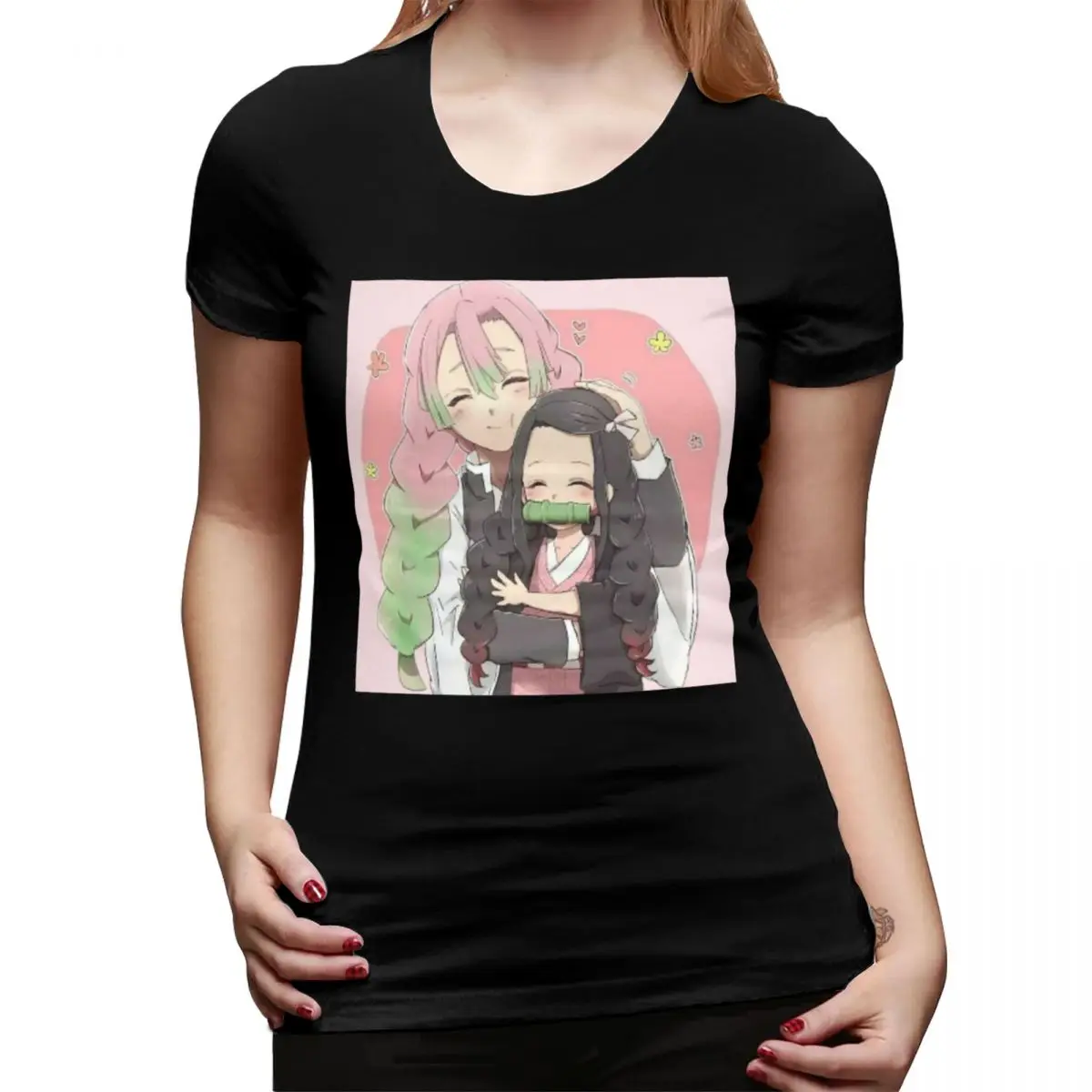 

Футболка Mitsuri Kanroji And Iguro Obanai для женщин, уличная одежда с круглым вырезом, футболки, женские футболки, короткая летняя одежда, топы