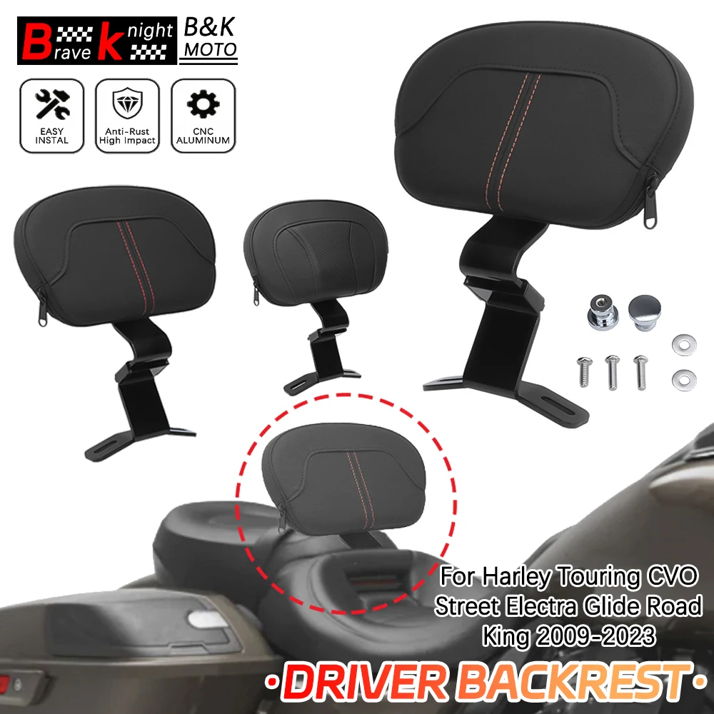 

Motorcycle Front Driver Rider Backrest Pad For Harley CVO Touring Road King Electra Street Road Glide Ultra Classic FLHTCU 09-23