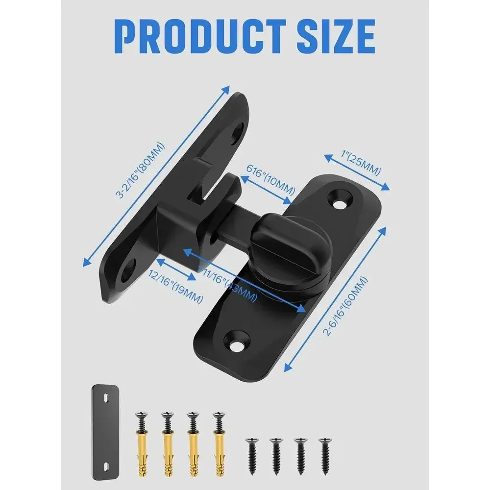 90/180 Degree Flip Barn Door Lock, Protect Privacy - Security Sliding Door Latch, Small Gate Latches Hardware for Barn, Garden, view 4