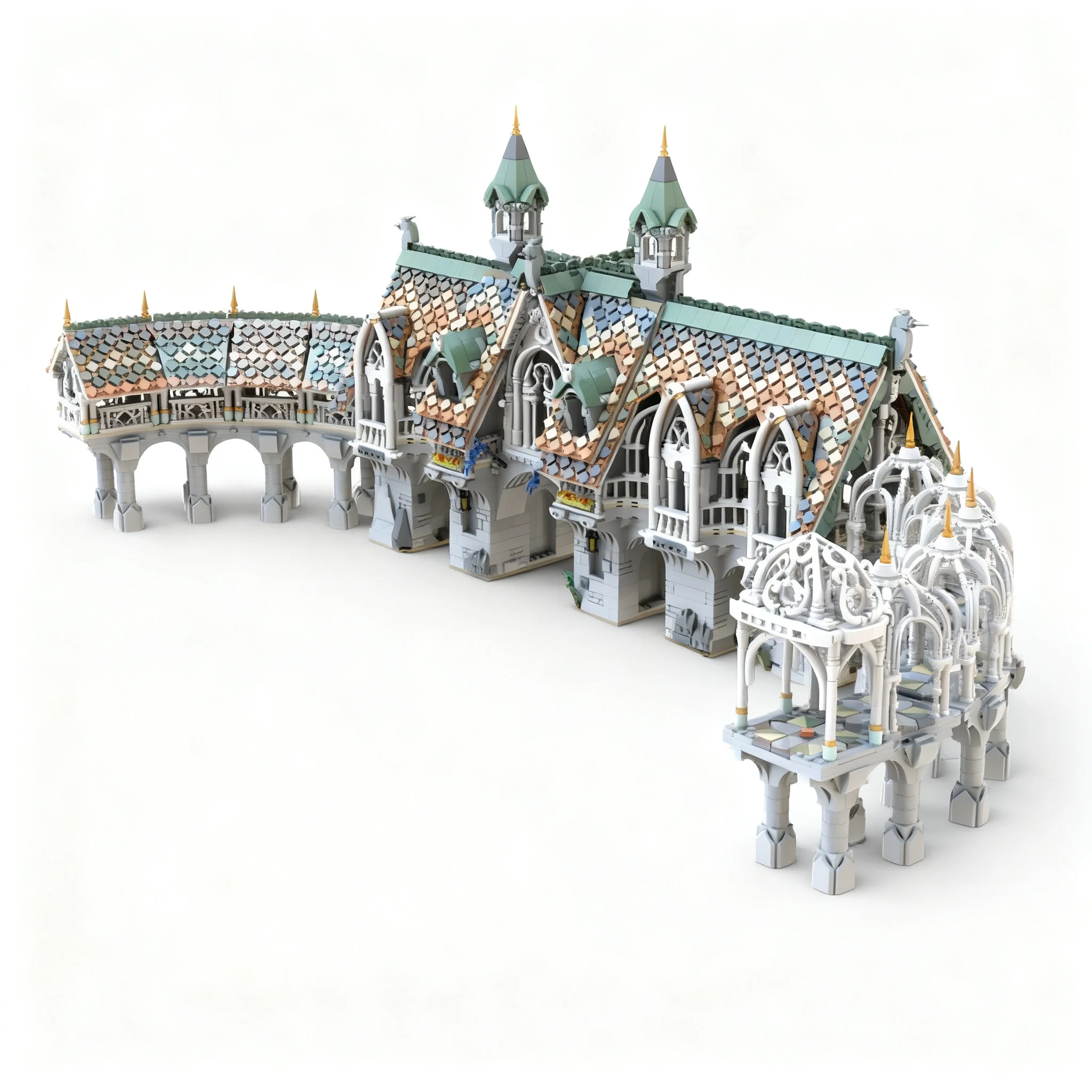 6754pcs MOC Rivendell Ingress Gate Hobbit Lord Rings The Model Building Blocks Architecture Creative DIY Christmas Gift Toys