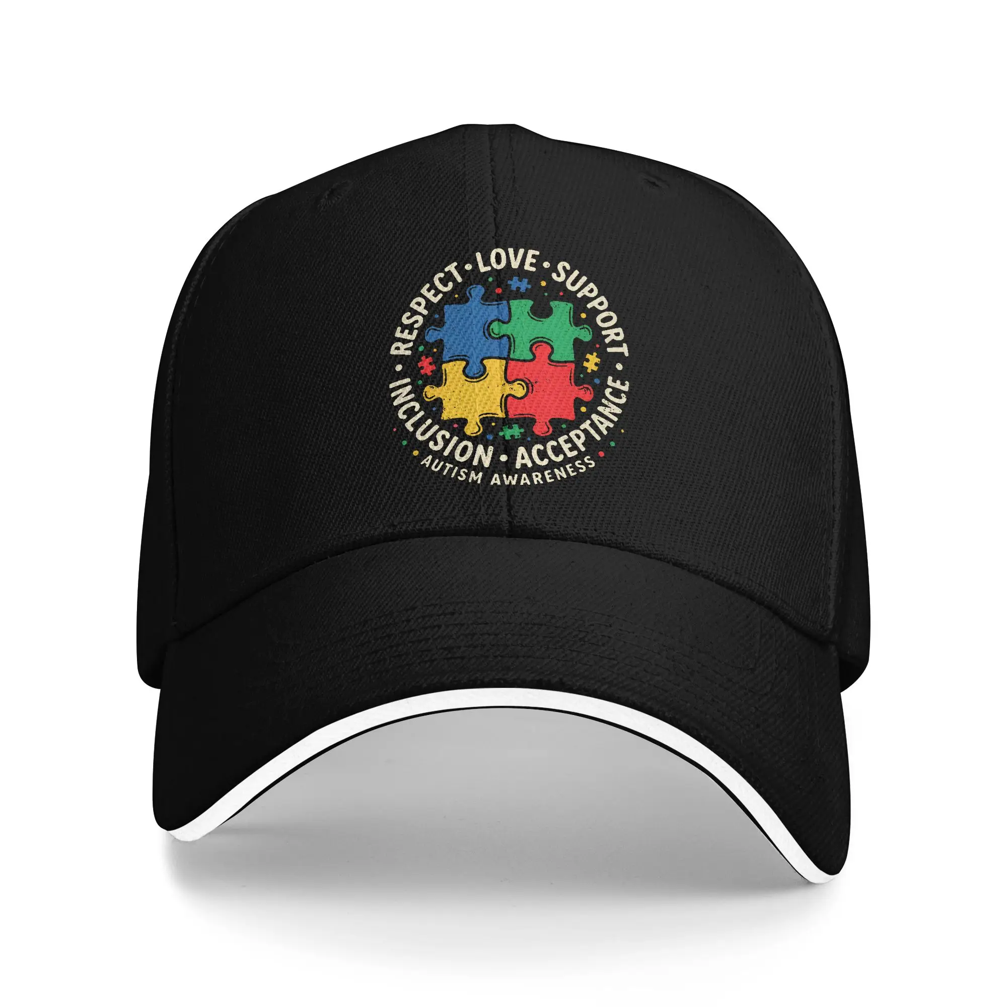 Autism Awareness Respect Love Support Sun Baseball Cap Summer Men Adult Hip Hop Hats Sun-Proof Fitted Retro Baseball Caps