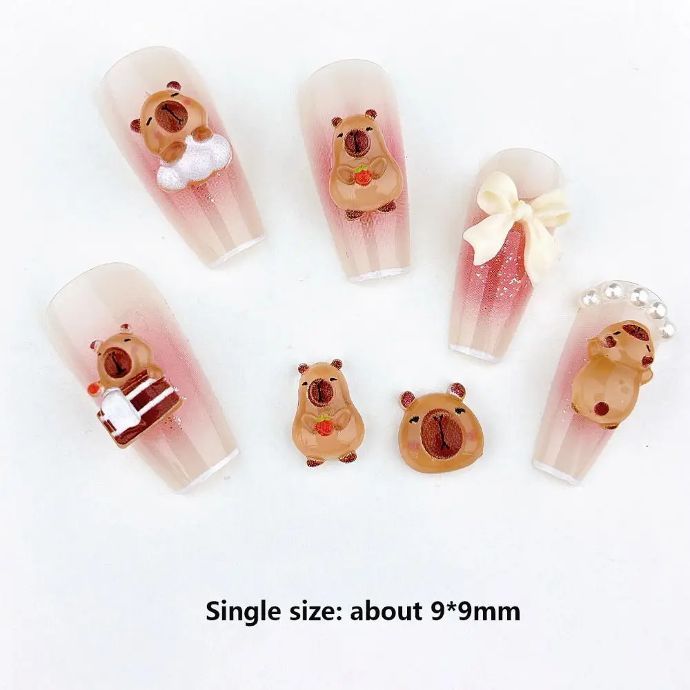 Ornements d'art d'ongle de résine de dessin animé de Capybara, perceuse, accessoires d'ongle 3D, nouveau, 50pcs