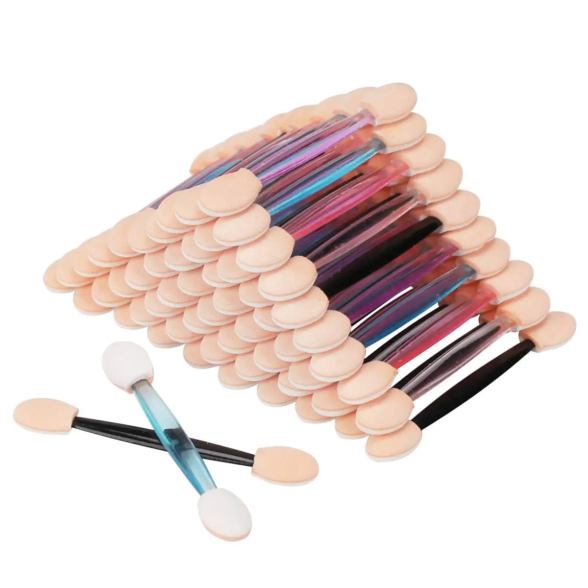 10Pcs Eyeshadow Brushes Dual Sided Sponge Disposable Makeup Eye Shadow Stick Applicators Make Up Eyeline Brush Random Color