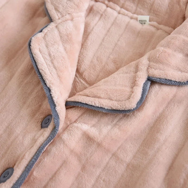 Autumn and winter new couple pajamas long-sleeved trousers two-piece flannel thickened warm coral fleece home service suit