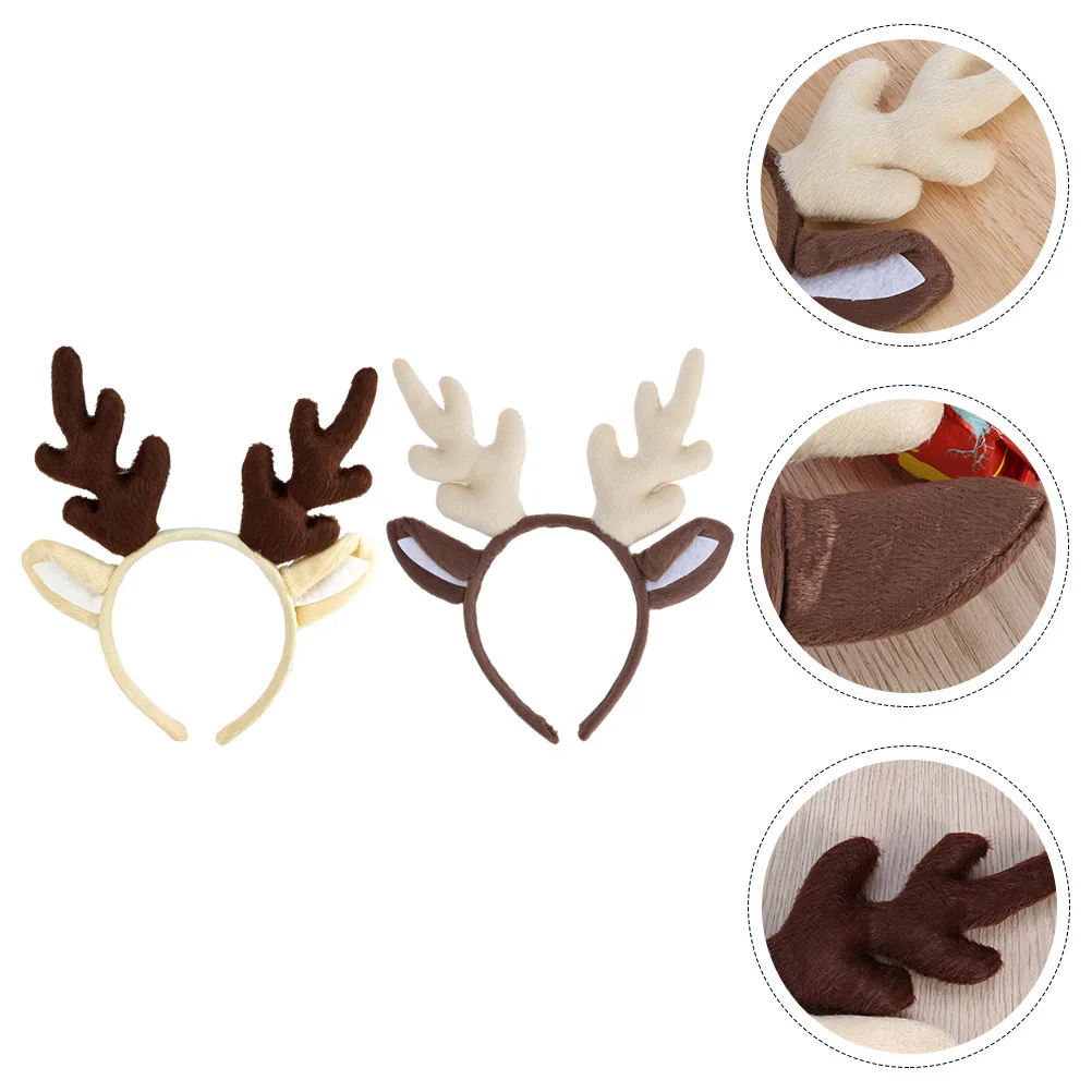

2 Pcs Antler Hair Band Headband Realistic Costume Antlers Headwear Reindeer Hoops
