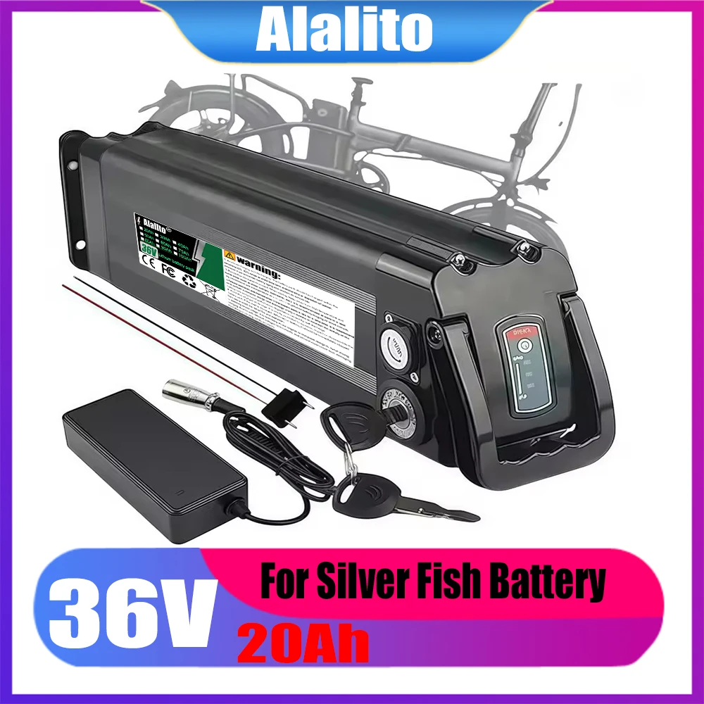 For Silver Fish lithium battery pack, compatible with 250W-1000W folding bicycle wheel hub motor, 36V 20Ah-50Ah