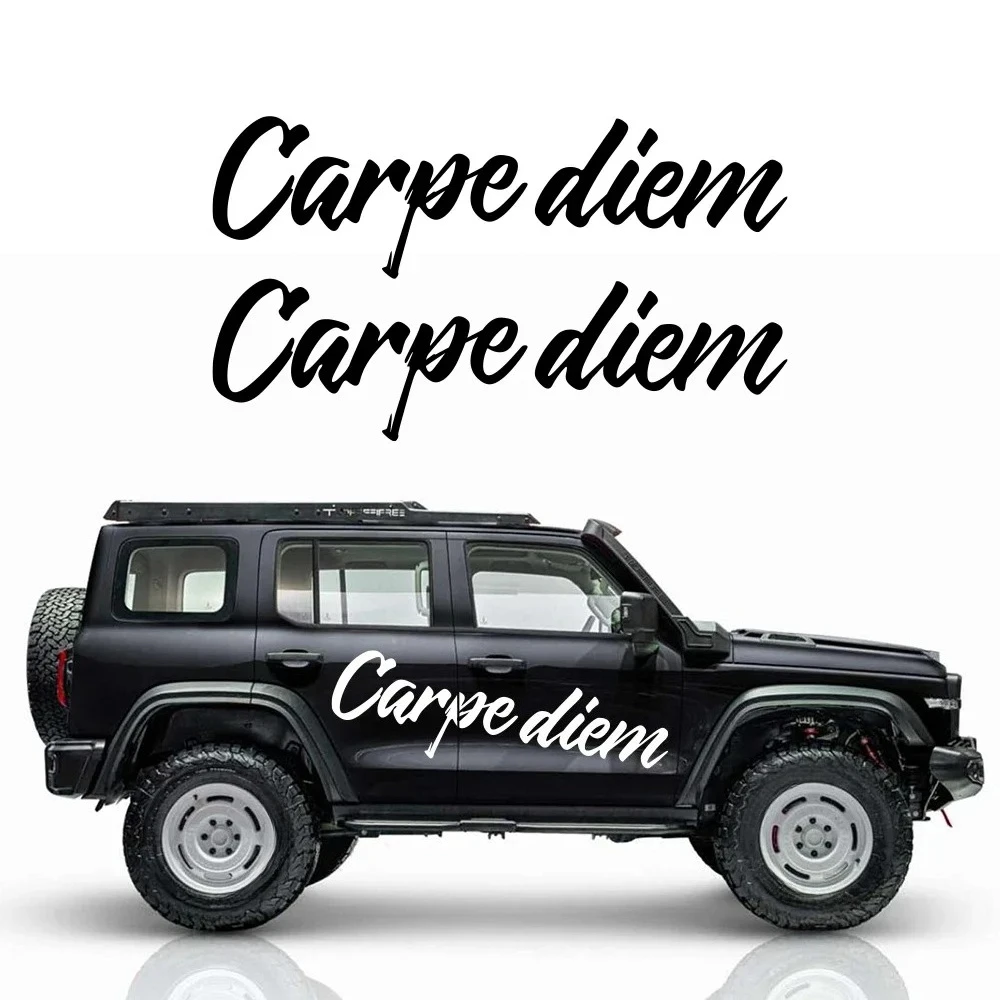 

2PCS Carpe Diem Creative Slogan Car Stickers Auto Body Decoration Vinyl Decals Accessories For GWM Great Wall Tank 300 Off Road