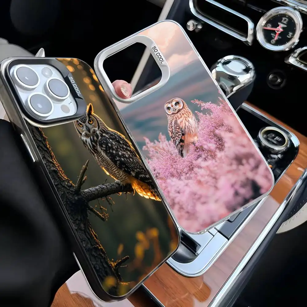 

Cute Owl Phone Case For iPhone17,16,15,14,13,12,11 Plus,Pro Max Black Matte Shockproof Cover