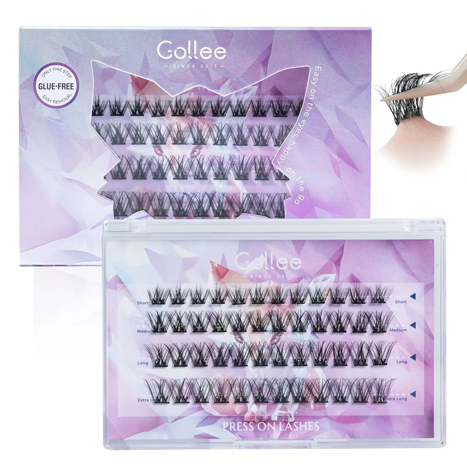 골리 셀프 접착 속눈썹 10-16mm 무접착 프리글루드 래쉬 클러스터 자연스러운 재사용 가능 초보자 친화적 잔여물 없음